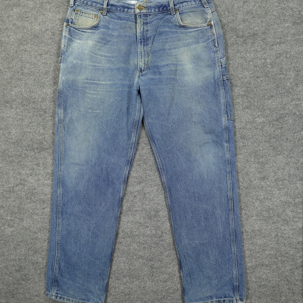 Carhartt Carpenter Jeans Mens 42x34 Blue Relaxed Fit Straight Denim Workwear